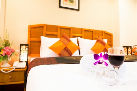 Interior of modern comfortable hotel roomの写真素材
