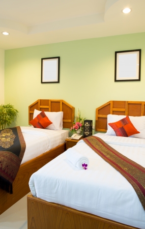 Interior of modern comfortable hotel roomの写真素材