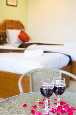 Wine glasses on the tableの写真素材