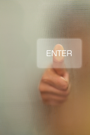 Woman Thumb finger push enter buttonの写真素材