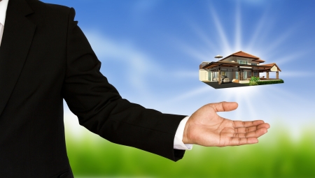 The house in Businessman handの写真素材