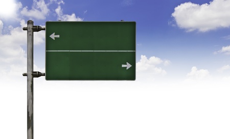 Green Traffic sign on blue skyの写真素材