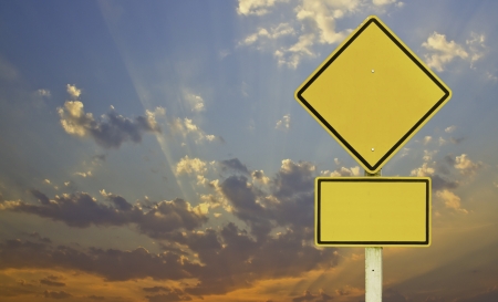 Traffic sign on sunsetの写真素材