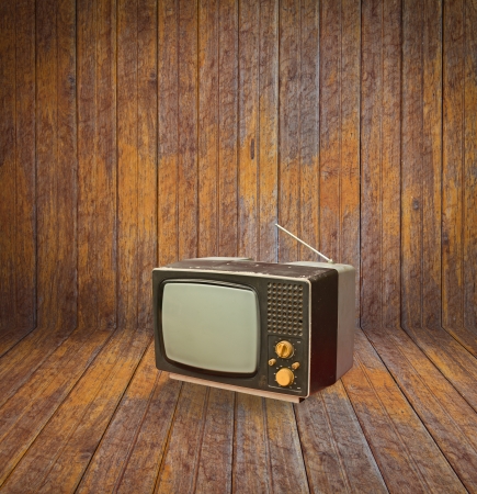 Vintage television in roomの写真素材