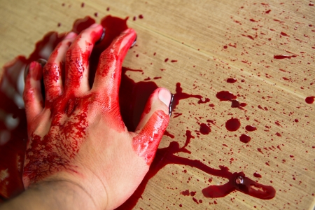 Halloween concept : Hand in bloodの写真素材