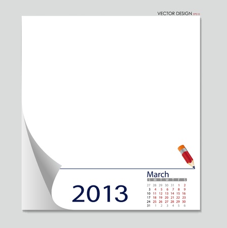 Simple 2012 calendar, March. All elements are layered separately in vector file. Easy editable.のイラスト素材