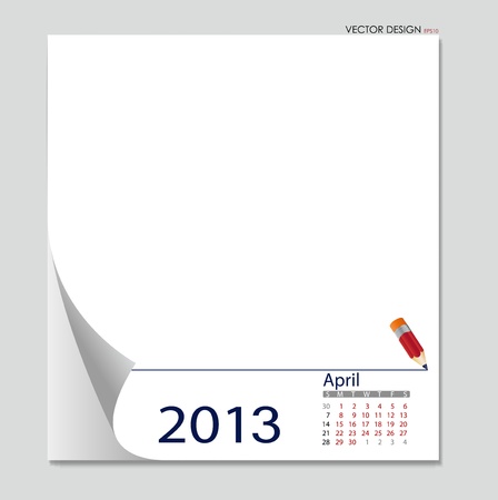 Simple 2012 calendar, April. All elements are layered separately in vector file. Easy editable.のイラスト素材