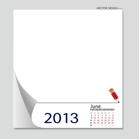 Simple 2012 calendar, June. All elements are layered separately in vector file. Easy editable.のイラスト素材