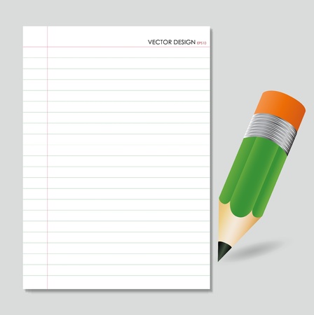 Pencil and white paper, ready for your message. Vector illustration.のイラスト素材