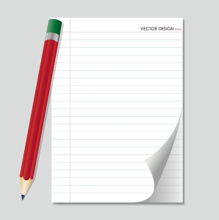 Pencil and white paper, ready for your message. Vector illustration.のイラスト素材