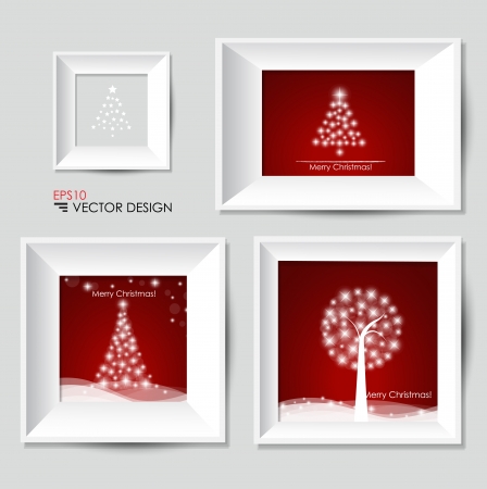 Christmas tree and White modern frames on the wallのイラスト素材
