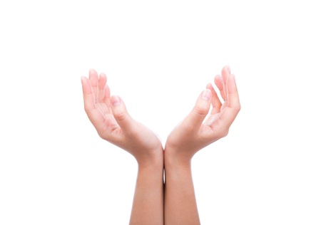 Two hands isolated on white backgroundの写真素材