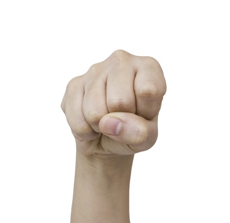 hands rose to the top show of hostility, a white backgroundの写真素材