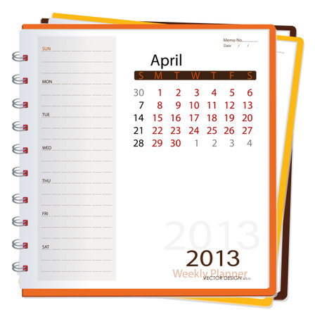 2013 calendar notebook, April. Vector illustration.のイラスト素材