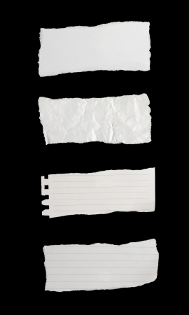 Collection of paper tears  isolated on black backgroundの写真素材