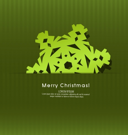 Vintage Christmas postcard with origami snowflake, vector illustration のイラスト素材