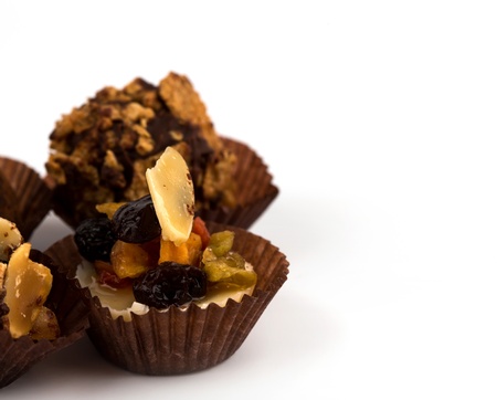 Chocolate cupcake isolated on white backgroundの写真素材