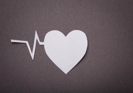 Medical background, Paper cut of Heart and pulse graph with copy space for text or designの写真素材
