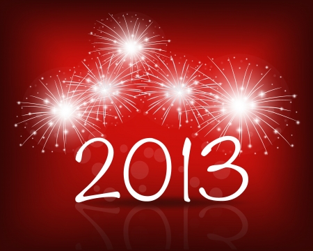 Happy new year 2013 with Red starry firework, vector illustration.のイラスト素材