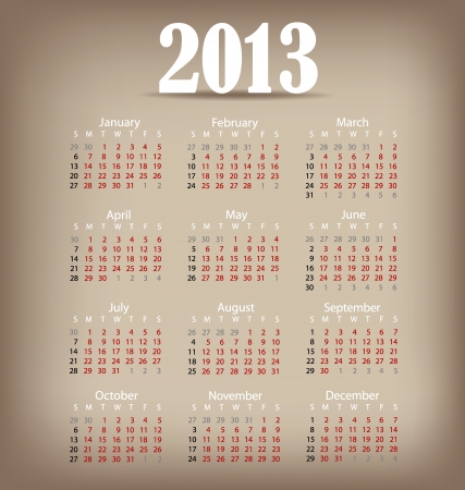 Simple 2013 year calendar, vector illustration.のイラスト素材