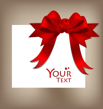 Beautiful cards with red bows and ribbons, vector illustration.のイラスト素材