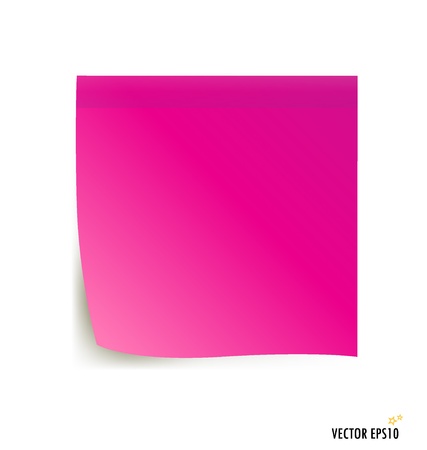 Pink stick note isolated on white background, vector illustration.のイラスト素材
