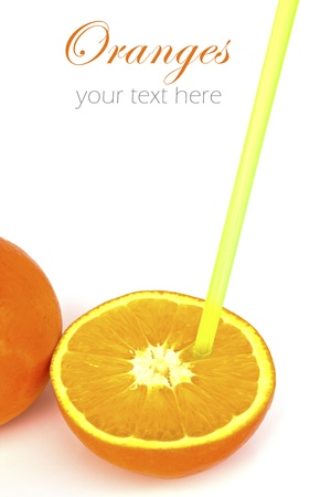 Oranges isolated on white background with copy space.の写真素材