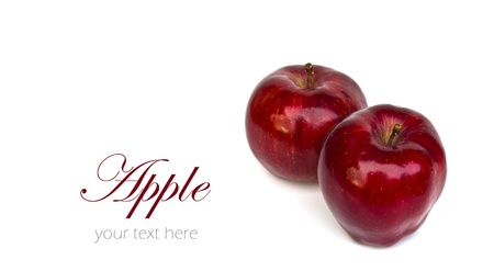 Red apples on white background with copy space.の写真素材