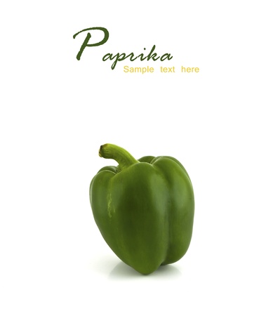 Green paprika on white background with copy space.の写真素材