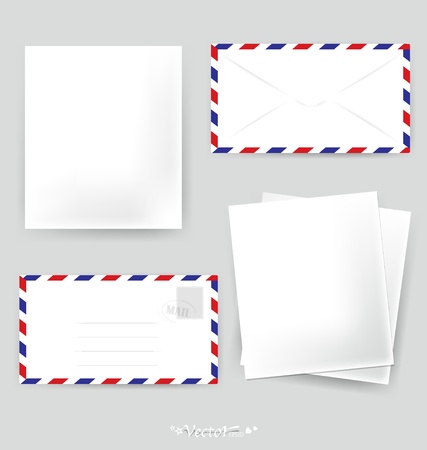 Paper designs: Envelope and various papers, ready for your message. Vector illustration.のイラスト素材