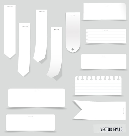 Collection of various white note papers, ready for your message.のイラスト素材