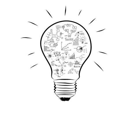 Light bulb with drawing graph inside