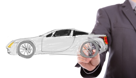 Business hand draw new carの写真素材