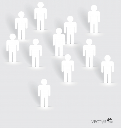 Social Network concept : People cut out of paper,  illustration.のイラスト素材