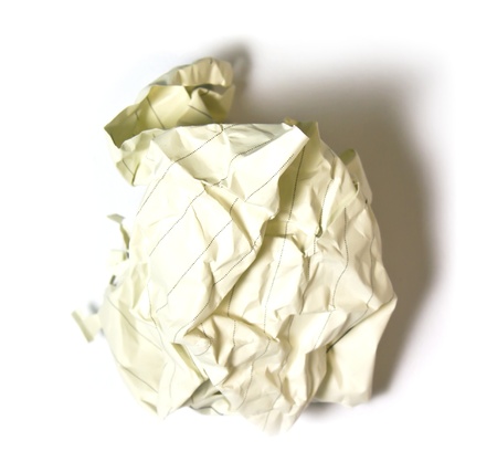 waste paper on white backgroundの写真素材
