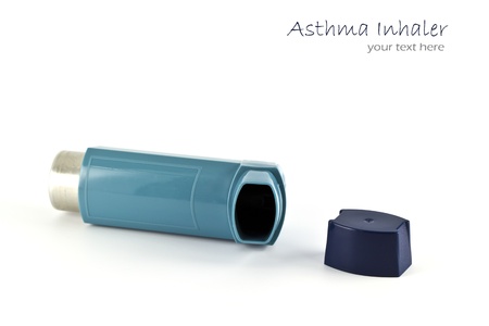 Asthma inhaler isolated on a white background.の写真素材