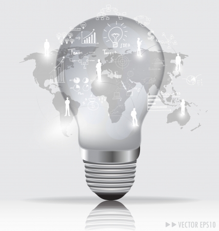 Light bulb with social networking concept illustration.の写真素材