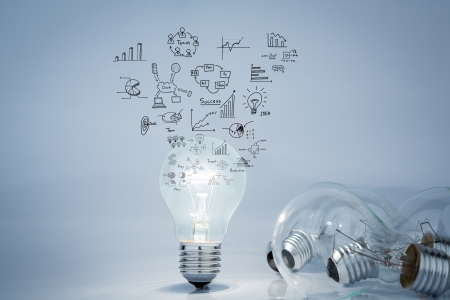 Light bulb with drawing graphの写真素材