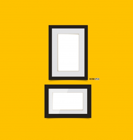 Picture frames on yellow wall. Vector EPS10のイラスト素材