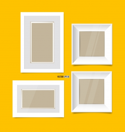 Picture frames on yellow wall. Vector EPS10のイラスト素材