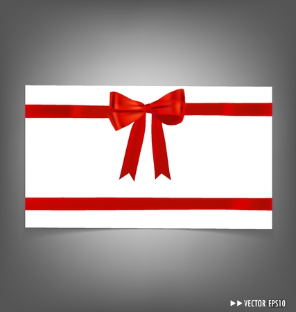 Card with red ribbons bows. Vector illustration.のイラスト素材