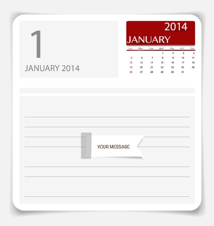Simple 2014 calendar, January. illustration.のイラスト素材