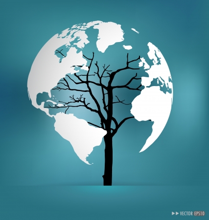 Tree shaped world map. Illustration.のイラスト素材
