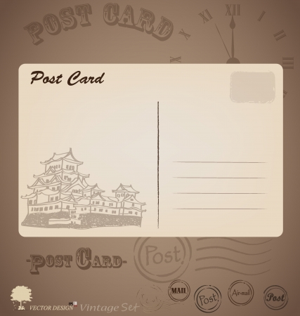Vintage postcard designs. Illustration.のイラスト素材