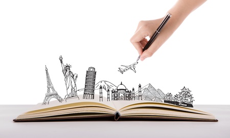 Book of travel (Japan,France,Italy,New York,India,egypt)の写真素材