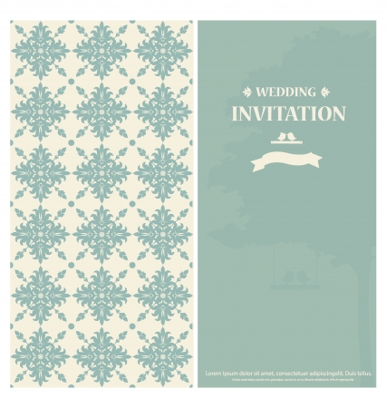 Wedding invitation card with vintage floral background. Vector illustration.のイラスト素材