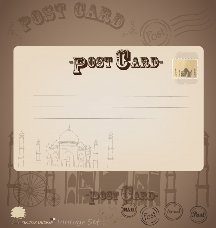 Vintage postcard designs. Vector illustration.のイラスト素材