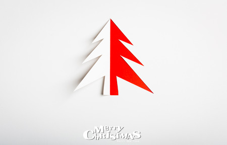 Vintage Christmas postcard with true paper christmas treeの写真素材