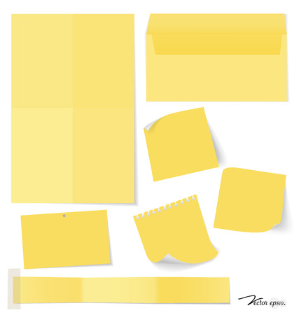 Collection of various note papers, ready for your message. Vector illustration.のイラスト素材