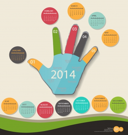 2014 year calendar, vector illustration.のイラスト素材
